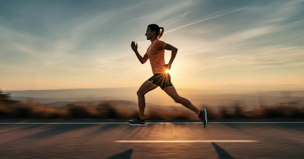 jeune athlète courant au lever du soleil